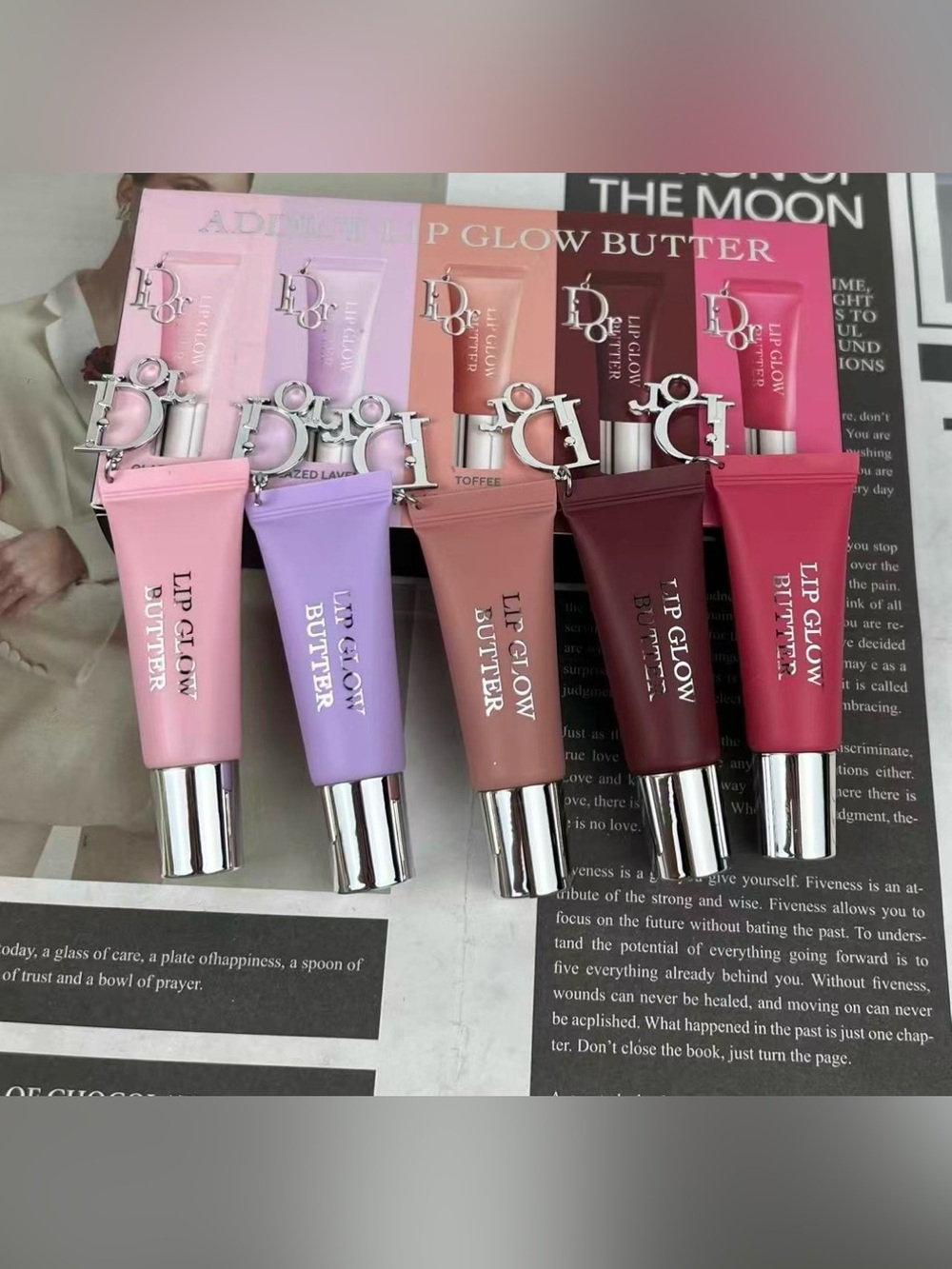 Mini Lip Glow Butter Hydrating Balm Set - Pink, Lavender, Nude, Burgundy, Rose